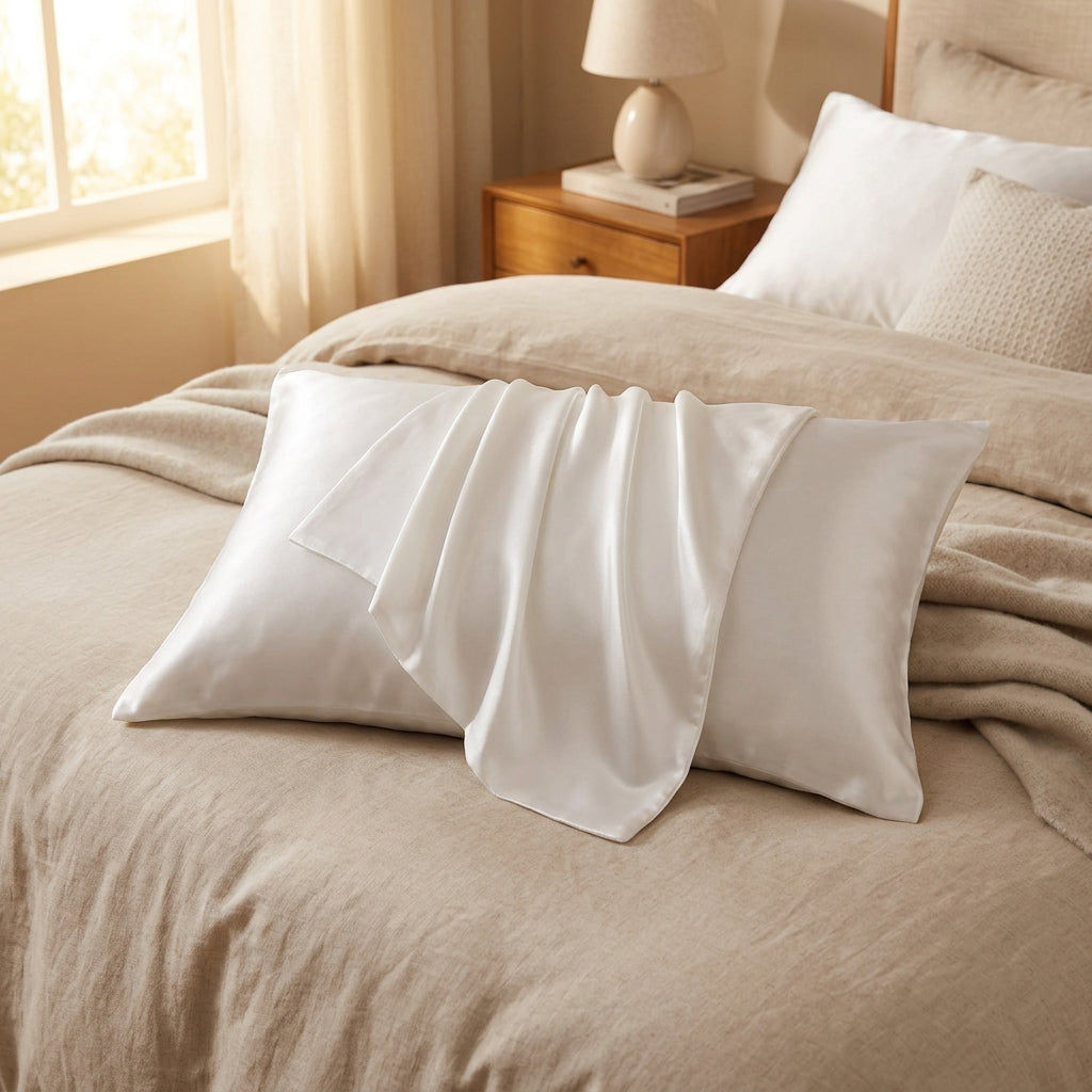 Taie d'oreiller en satin – Blanc
