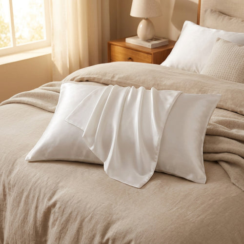 Taie d'oreiller en satin – Blanc