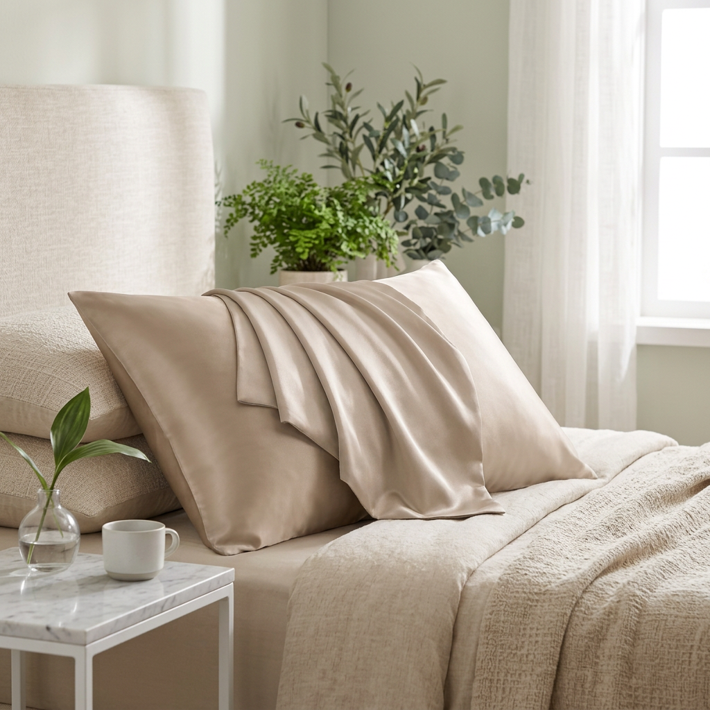 Taie d'oreiller en satin – Champagne