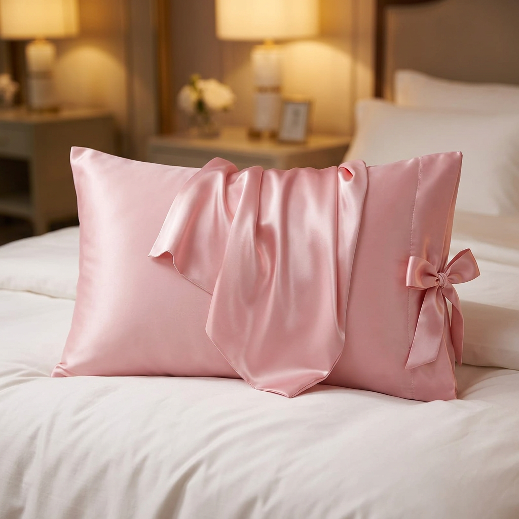 Taie d'oreiller en satin – Rose