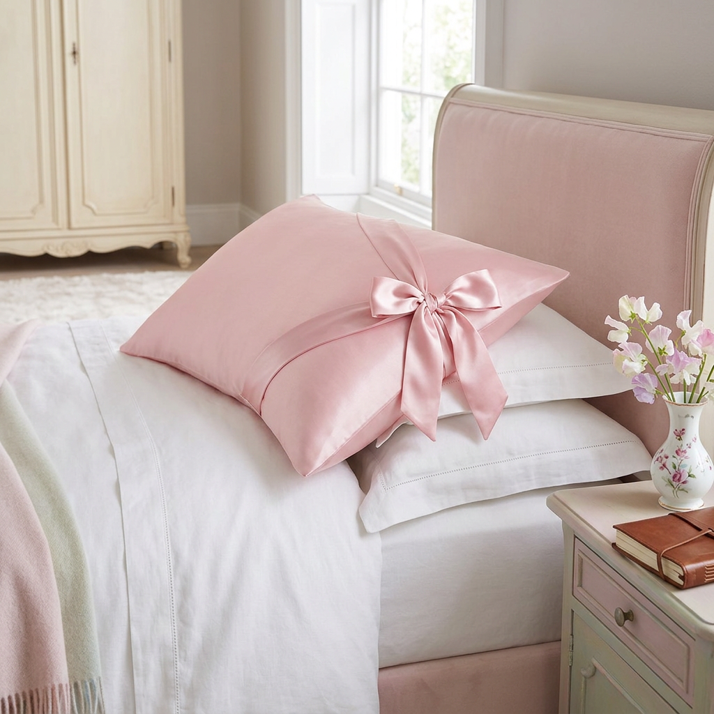 Taie d'oreiller en satin – Rose