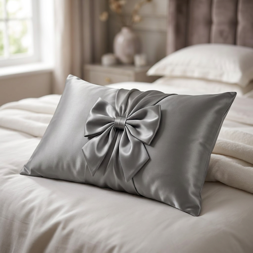 Taie d'oreiller en satin – Gris perle